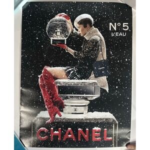 Chanel No 5 L Eau Holiday Advertisement Poster Lily-Rose Depp Winter Snow Globe